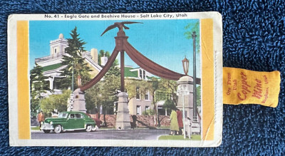 Postcard ~ Eagle Gate ~ with Copper ore from mine ~ Salt Lake ~ UT ~ UNMAILED