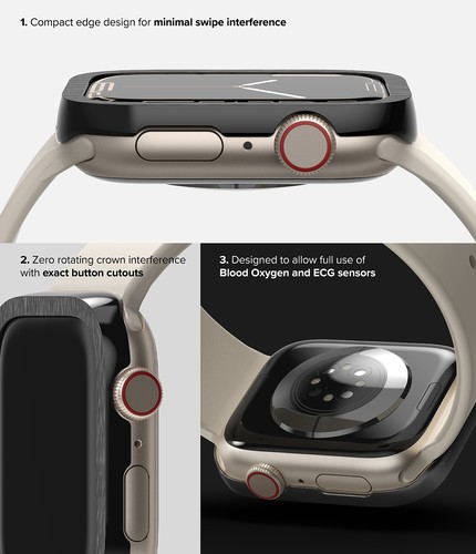 Pour Apple Watch Series 9, 8, 7, SE 45 mm, 40 mm étui protection cadre lunette annulaire - Photo 194 sur 268