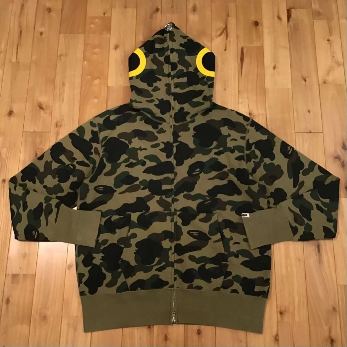 BAPE × DAIWA 1st camo green fish full zip hoodie A Bathing Ape