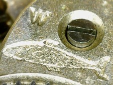 A/F SPARES ONLY POCKET WATCH STAMPED W & FISH - FACE SIMILAR TO WALTHAM ROSKOPF