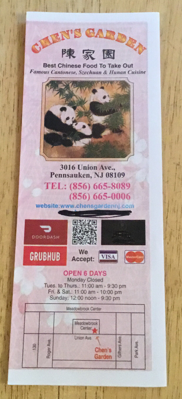 Chen’s Garden Chinese Food Restaurant Take Out Union Av Pennsauken NJ