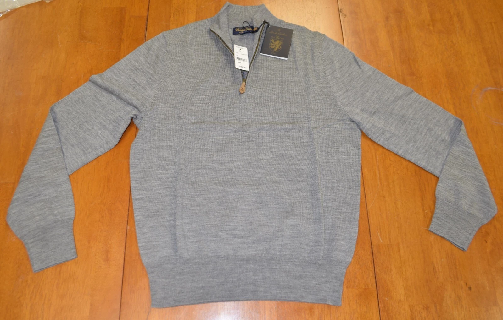 Brooks Brothers Saxxon Wool Half Zip Pullover Sweater Gray NWT $198
Opens in a new window or tab