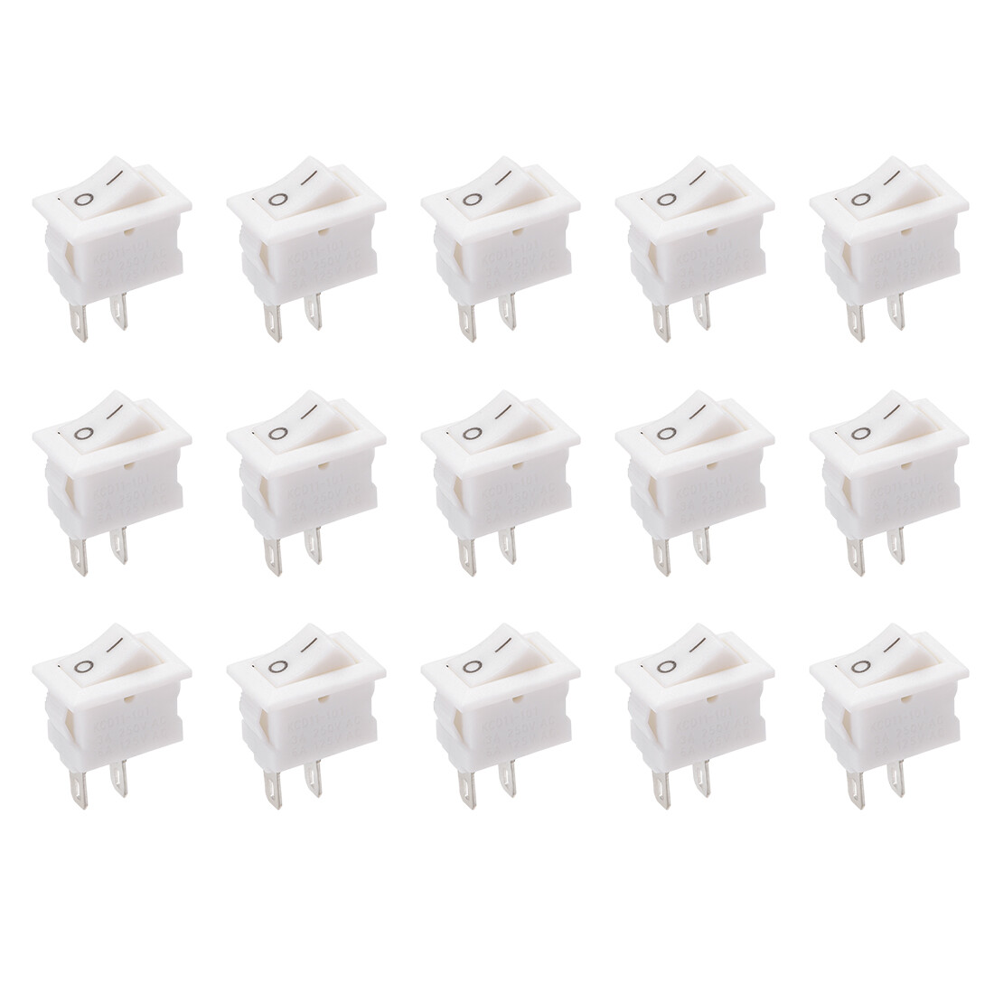 Lot De 15 Interrupteurs Bascule Mini Bateau Blanc ON/OFF/ON - 250V/3A - Pour Montages Électroniques