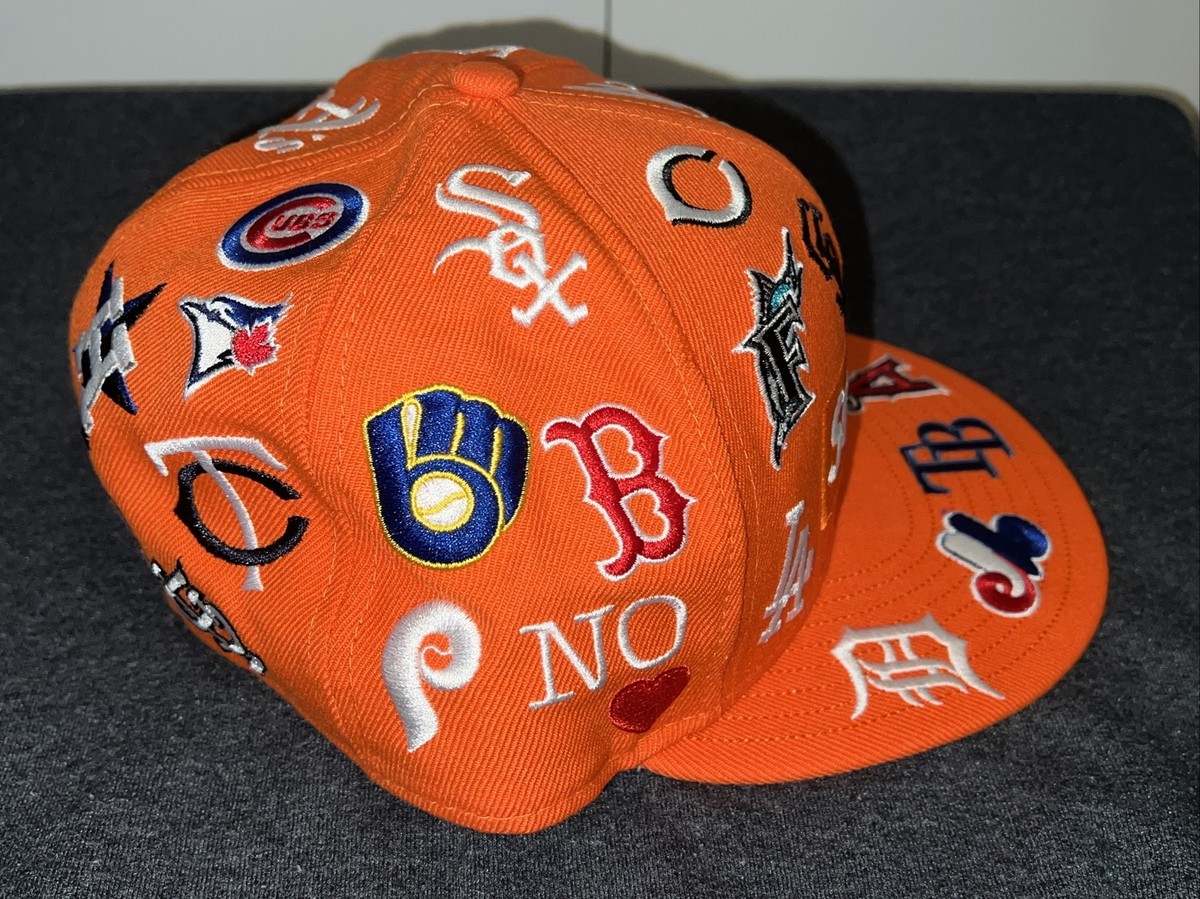 帽子 2020SS)Supreme/MLB New Era 7-5/8 SUPREME 2020 SS MLB NEW ERA FITTED CAP BOX LOGO ORANGE New 7
