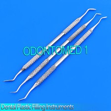 DENTAL FLAT PLASTIC FILLING INSTRUMENTS - SET OF 3 - DOUBLE ENDED 2mm, 2.5mm,3mm
