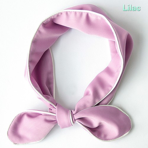 Women Chiffon Skinny Scarf Tie Short Neck Scarf Plain Bows Narrow Mini Scarves - Picture 21 of 23