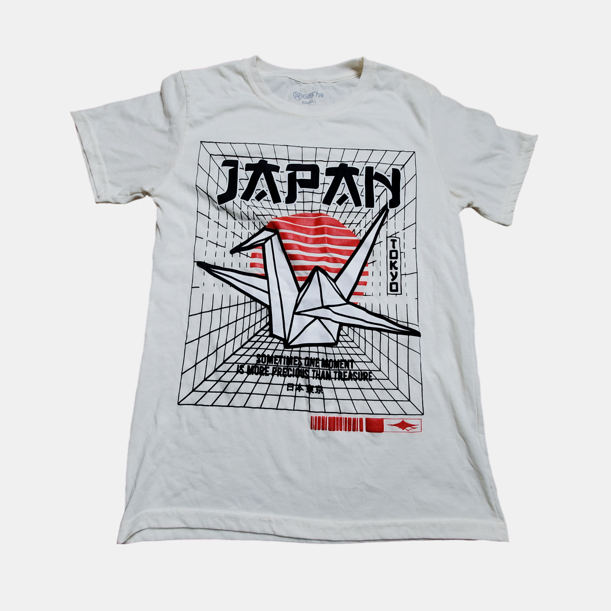 RGSTR Mens White Japan Tokyo Graphic Crew Neck Short Sleeve