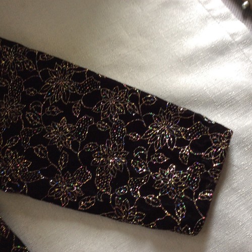 R&K Evening Womens Glam Jacket Blazer Size 14W Black and Gold Sparkle Glam Retro - Picture 4 of 14