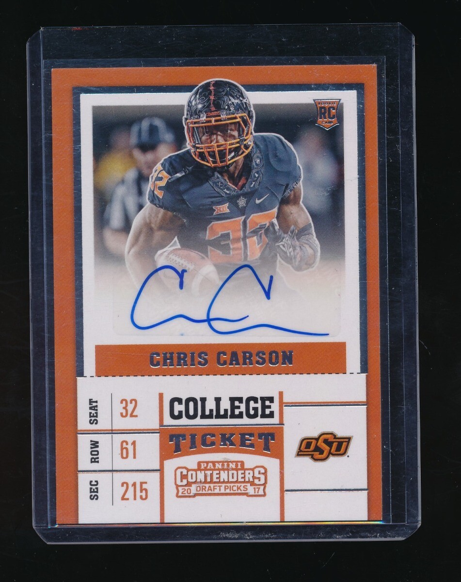 CHRIS CARSON 2017 PANINI CONTENDERS #187 RC AUTO *SEATTLE SEAHAWKS* (A)
