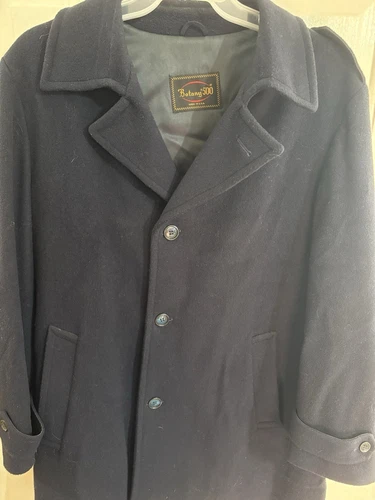 Vintage Botany 500 Men's Navy Lined Wool Pea Coat Button Overcoat 44R