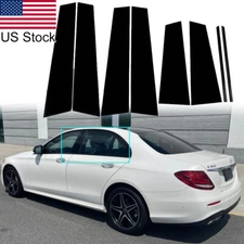 8pcs Glossy Black Pillar Posts Door Window Covers Trim For 16-20 Mercedes E300