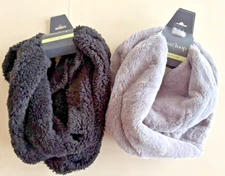 Set of 2 West Loop scarves 1 Faux Fur Infinity Scarf Gray and 1 Teddy Fur Black