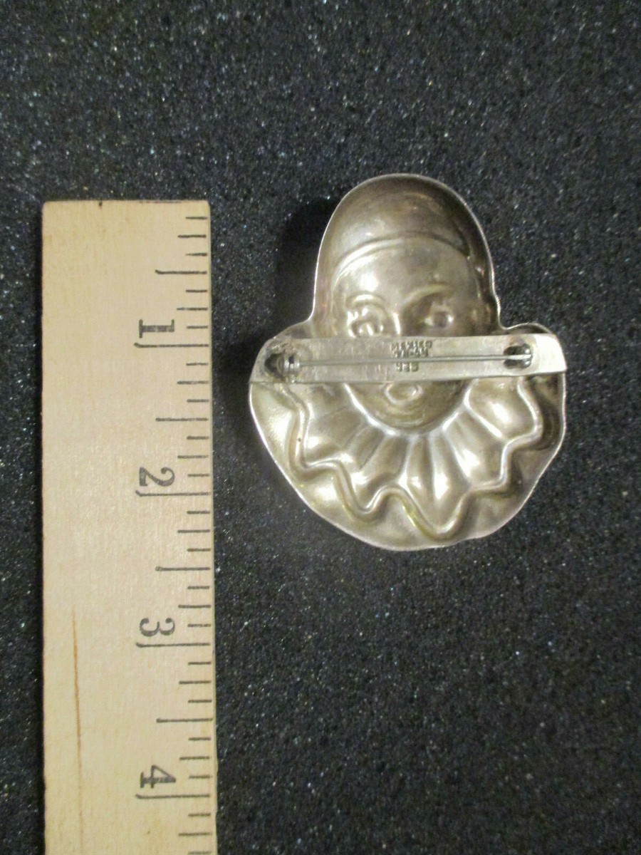 ARTISAN MADE PIN. STERLING CLOWN. MARKED: MEXICO TM-54 925. 2 1/2