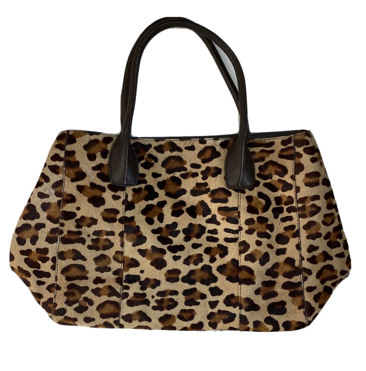 Boden Leopard Print Handbag Purse Two Handle Calf Skin Tote Feet on Bottom