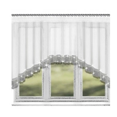 Fenstergardine Weiß Gardine 300/400x120 cm  Zirkonia Silber Band Fertiggardine - Bild 3 von 3