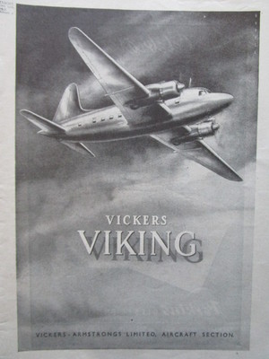7/1945 PUB VICKERS ARMSTRONGS VIKING AIRLINER FLUGZEUG ORIGINAL ANZEIGE