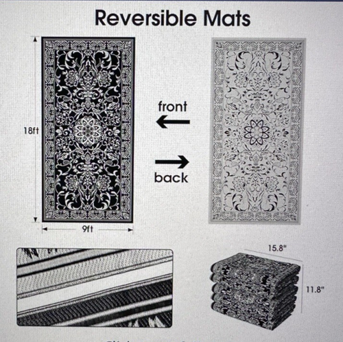 9'x18' Black & White Outdoor Plastic Farmhouse Rug RV, Patio Waterproof Non-Slip - Picture 4 of 6