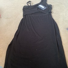 Prettylittlething dress Size10 Black Thick Rib Asymmetric Cutout Bodycom