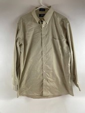 Stafford Shirt Men's Size 17 34-35 Tan Button Down Long Sleeve Pocket Oxford