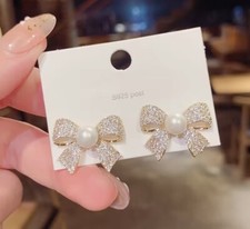 Christmas Bow Stud Shiny Bling Fashion Earrings for Women  FREE Shipping 
