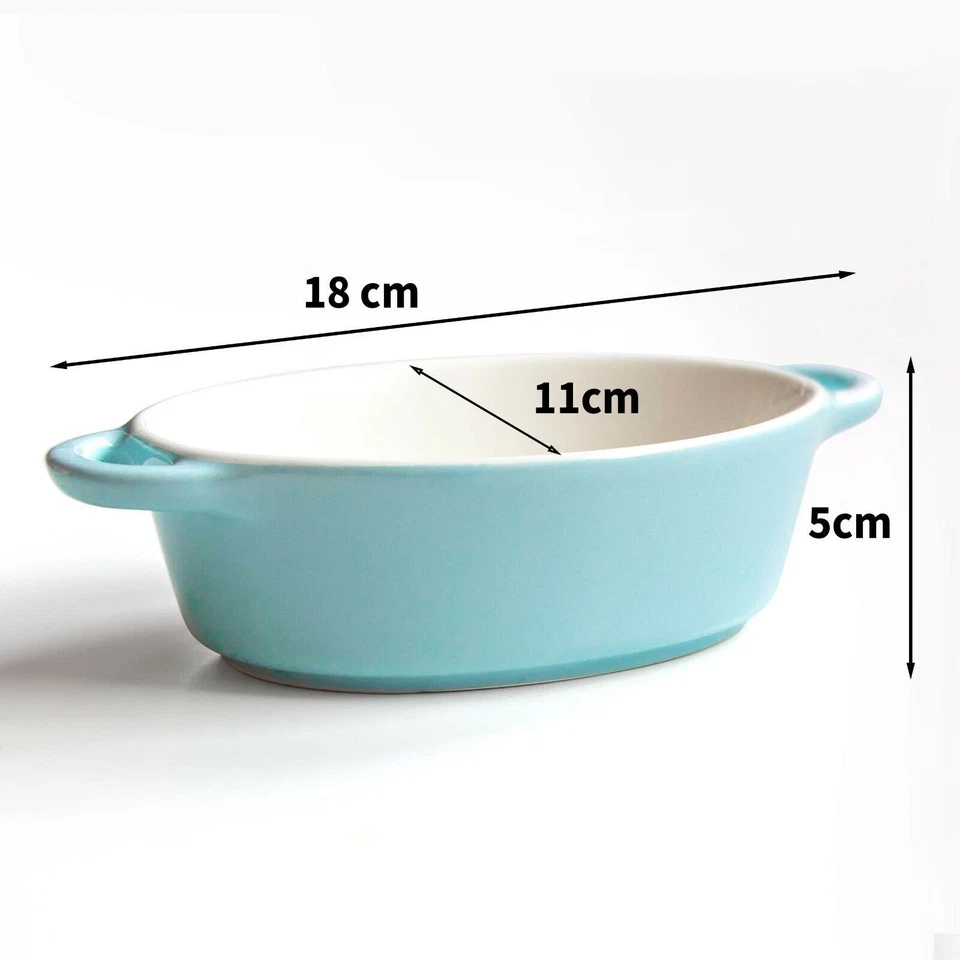 MINI ovale Auflaufformen Ofen- Backform Keramik Set 4 St 10,8 x 5 x 18 cm 300ml - Bild 3 von 4