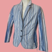 Blazer Jacke Sommerjacke Größe 40 von SOMMERMANN Damen Blau Gestreift Übergang