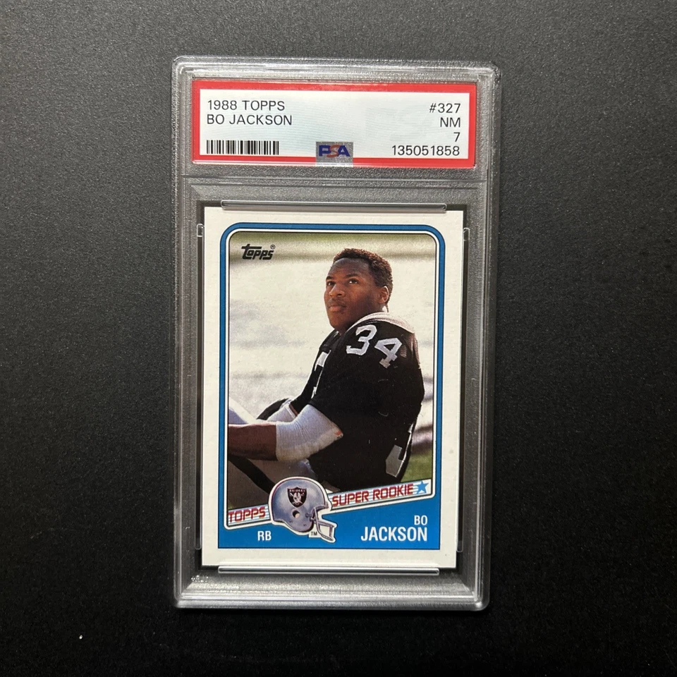 Bo Jackson 1988 Topps PSA 7 + Barry Sanders 1989 Pro Set PSA 6 HOF RC Lot Nice!! - Image 3 of 4