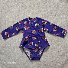 Hanna Andersson Swimwear Fish Skirted Swim Rash Guard One Piece 75 18M