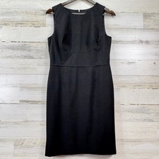 Ann Taylor Sheath Dress Womens 6 Black Sleeveless Lined Back Zip Corpcore Chic