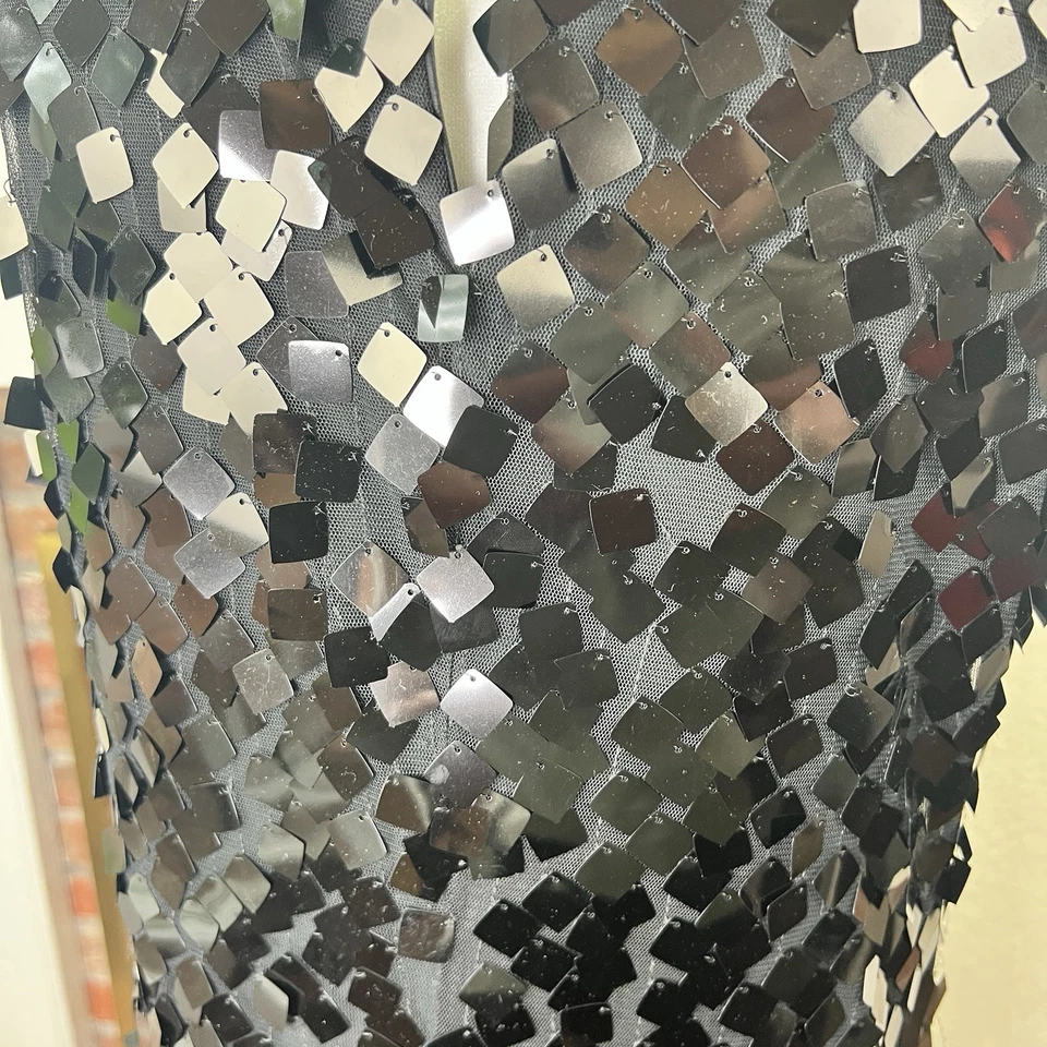 WHITE HOUSE BLACK MARKET WHBM Black Sequin Cocktail Party Glam Festival LBD Sz 8 - Image 4 of 4