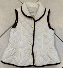 Janie and Jack Girls Equestrian Peplum Quilted Vest WHITE Brown 3 4