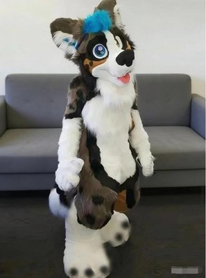 Long Fur Husky Dog Fox Mascot Costume Fursuit Halloween Suit Cosplay
