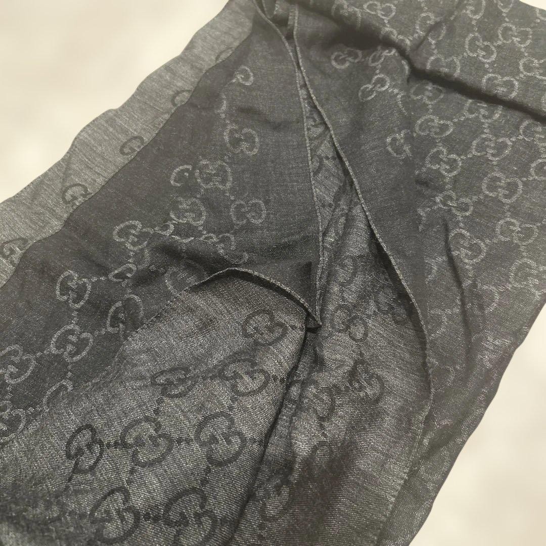 Auth GUCCI GG pattern Large Stole Reversible Blac… - image 17