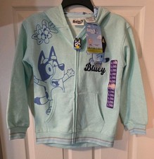 Bluey Licensed Character Girls' Jacket Zip Up Hoodie Embroidered Size L 10 New