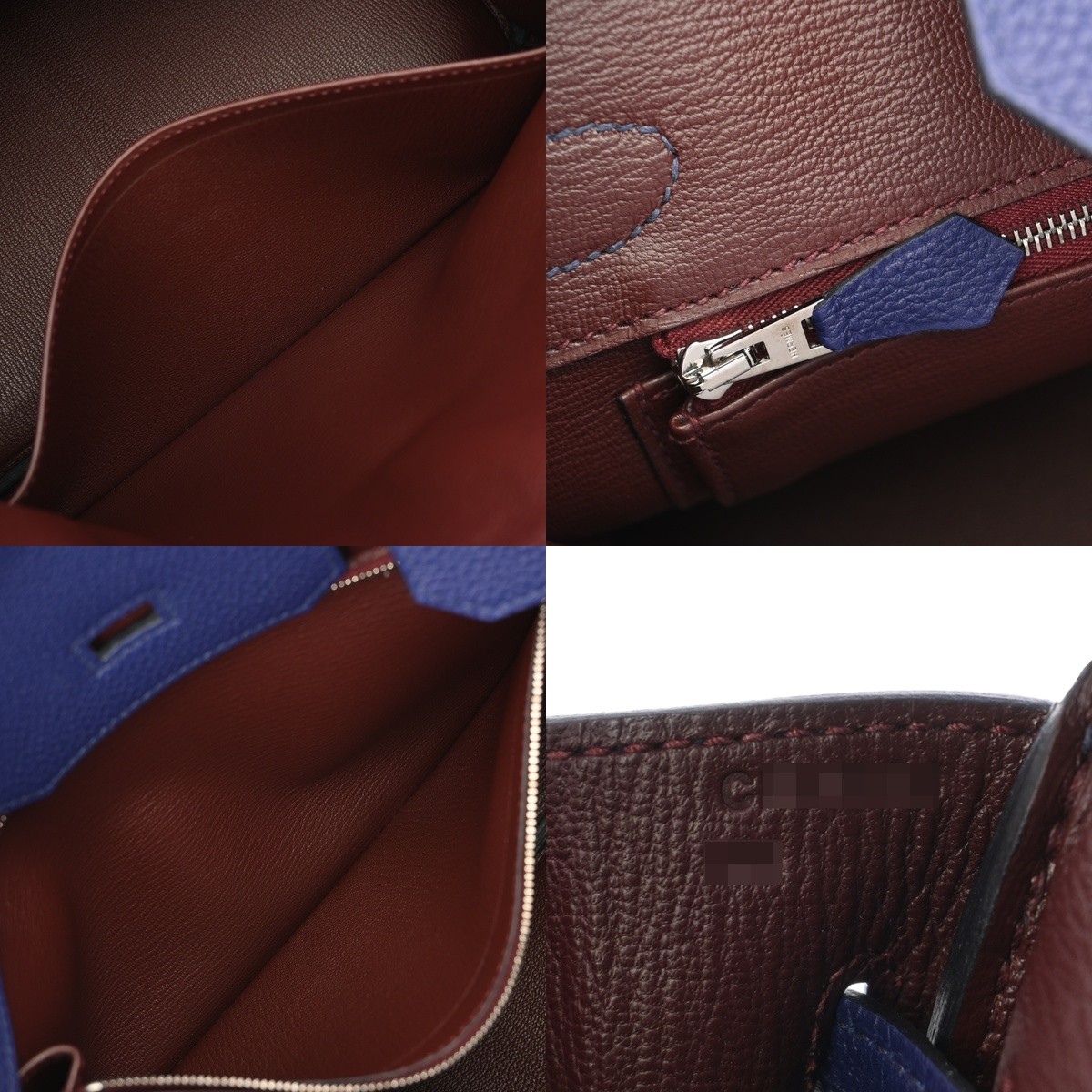 HERMES Birkin 30 Officer Togo/Vaux Swift Blue Ankle/Rouge Ash unisex Handbag... image 9