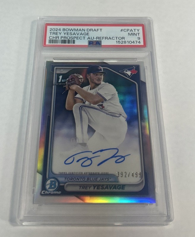 Trey Yesavage 1st Chrome Auto Refractor /499 PSA 9 CPA-TY