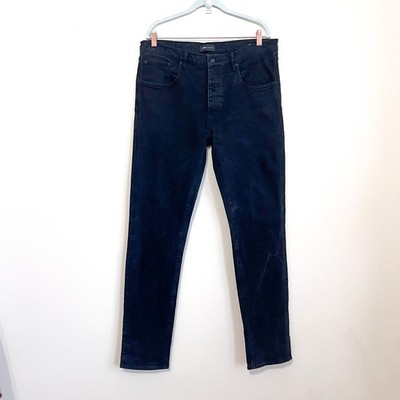 Purple Brand Mens Jeans 38 (36X34) P001 Black Raw Denim Low Rise