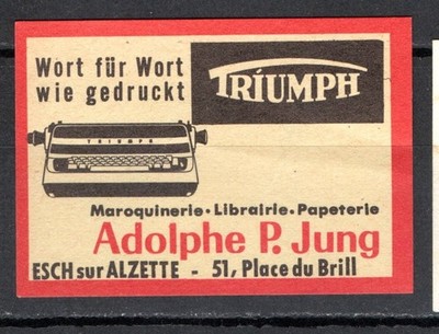 MATCHBOX ETIKETTEN BELGIEN - Triumph Schreibmaschinen Werbung - **