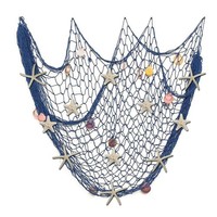 Fischernetz Wanddekoration Mit Seesternen In Weiß Blau FüR Sommerpartys, 150Cm ×