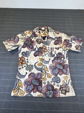 Vintage 60s 70s JC Penney Towncraft Hawaiian Shirt Size S Geometric Tribal Rare
