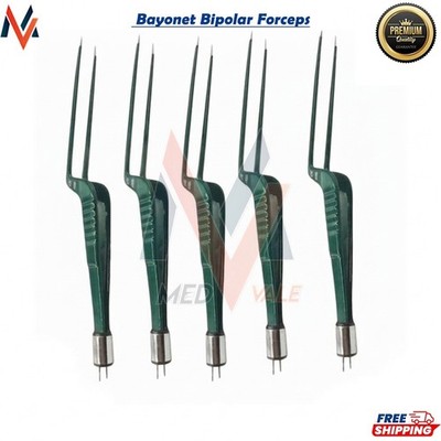 Reusable Non-Stick Bayonet Bipolar Forceps 8 Green Electrosurgery Instruments