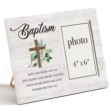 Wooden Baptism Frame, Christening Gift, 4x6 Picture, White