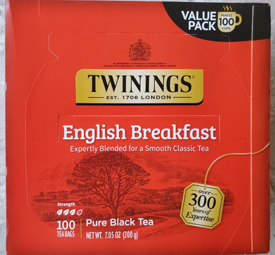 Twinnings English Breakfast Pure Black Tea, Value Pack, 100 teabags