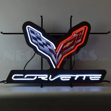 Corvette C7 Neon Sign With Backing Hot Rod Racing Car Gameroon Light Mancave