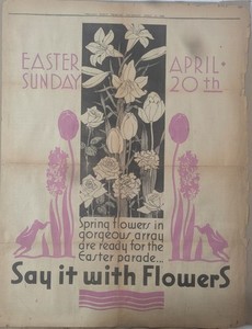 * 1930* EASTER SUNDAY April 17 Chicago Newspaper Ad "Say It With Flowers" 24x18"