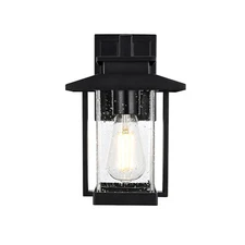 Elegant Lighting Tioga 1 Light Outdoor Sconce, Black/Clear - OD317W12BK