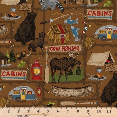 Pine Grove Main Brown C15930-BROWN  100% Cotton Fabric By the half yard