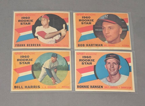 1960 Topps Rookie Star 4 Card Lot - Herrera, Hartman, Harris, Hansen EX+