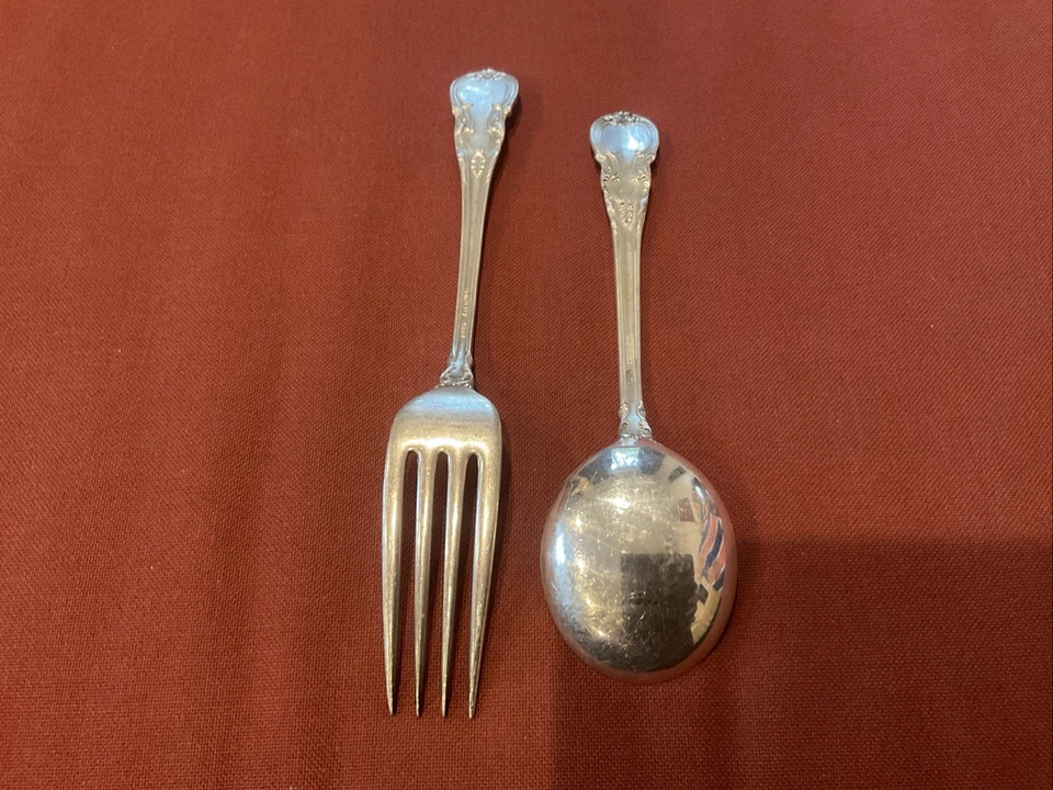 Американская викторианская суповая ложка вилка и крем из чистого серебра - Изображение 3 из 4