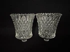Vintage Diamond Point Clear Glass Peg Votive Cups Candle Holders Homco Set of 2